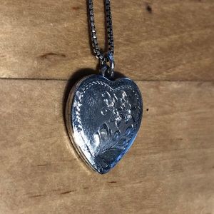 Silver Etched Heart Locket